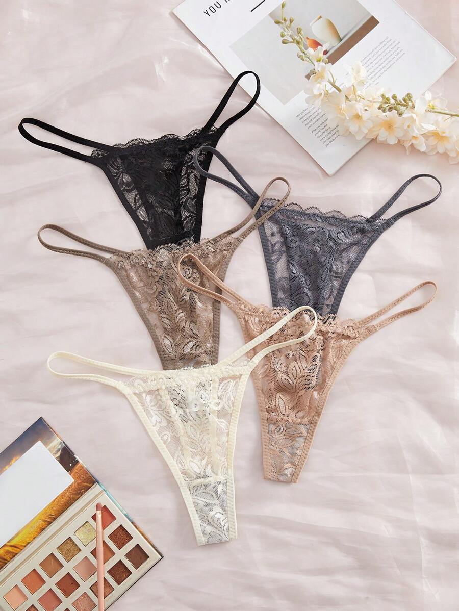 5 kom/pakovanje seksi ženske gaćice G-string od čipke, prozračne i udobne