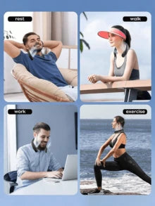 1pc Neck Hanging Electric Fan With Digital Display, Outdoor Summer Cooling Fan, Rechargeable 4000mAh Battery, 3 Wind Speed Modes