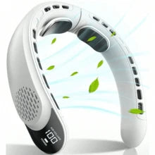 1pc Neck Hanging Electric Fan With Digital Display, Outdoor Summer Cooling Fan, Rechargeable 4000mAh Battery, 3 Wind Speed Modes
