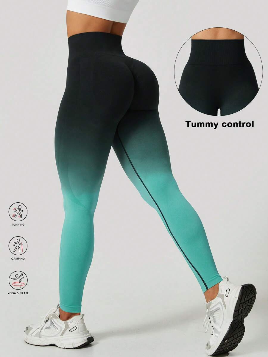 Ženske modne ombre pantalone za jogu  za trening, bešavne uske helanke sa visokim strukom