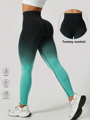 Ženske modne ombre pantalone za jogu  za trening, bešavne uske helanke sa visokim strukom