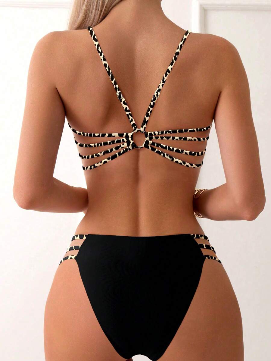Ženski bikini set sa leopard printom, pogodan za plažu i letovanje