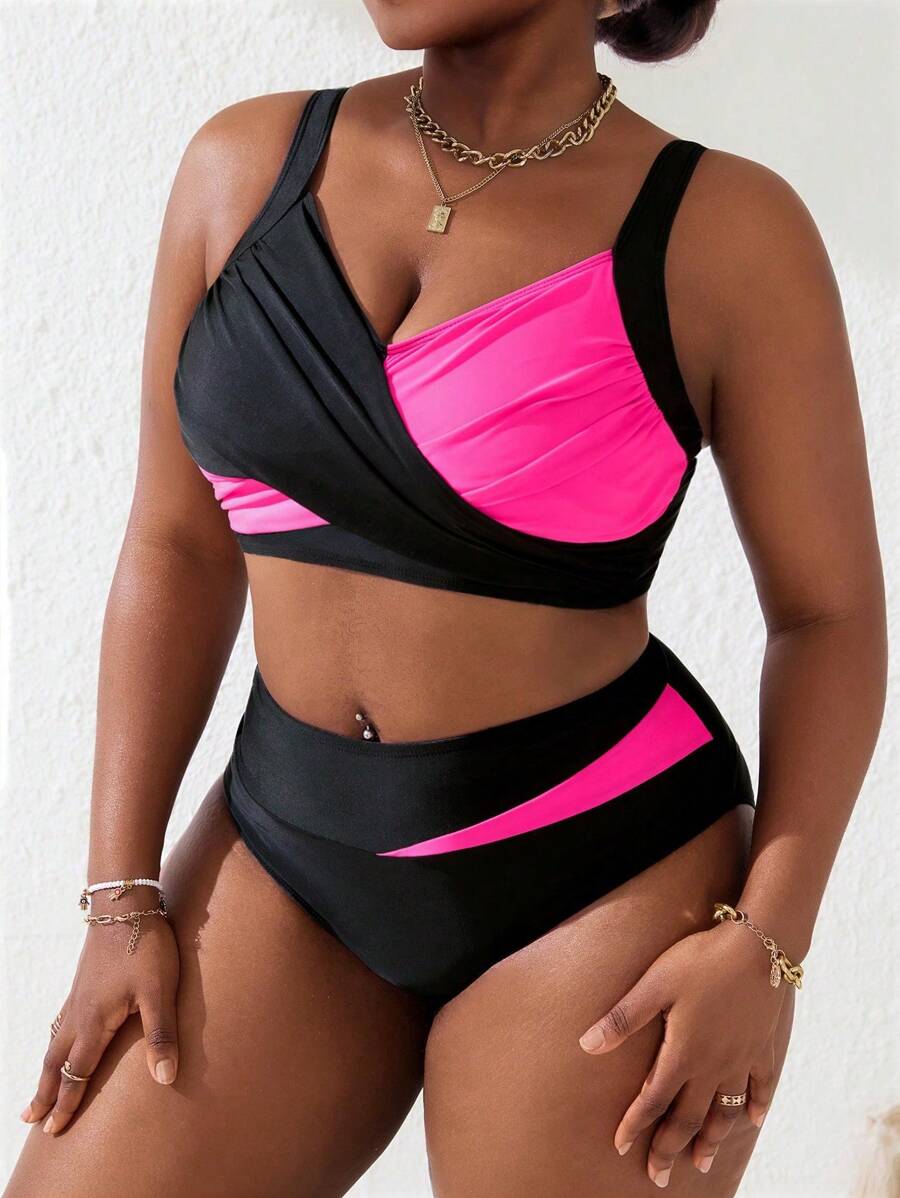 Ženski tankini set za plivanje plus size, 2 dela