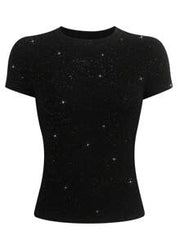 Women's Glitter Fitted Crew Neck T-Shirt