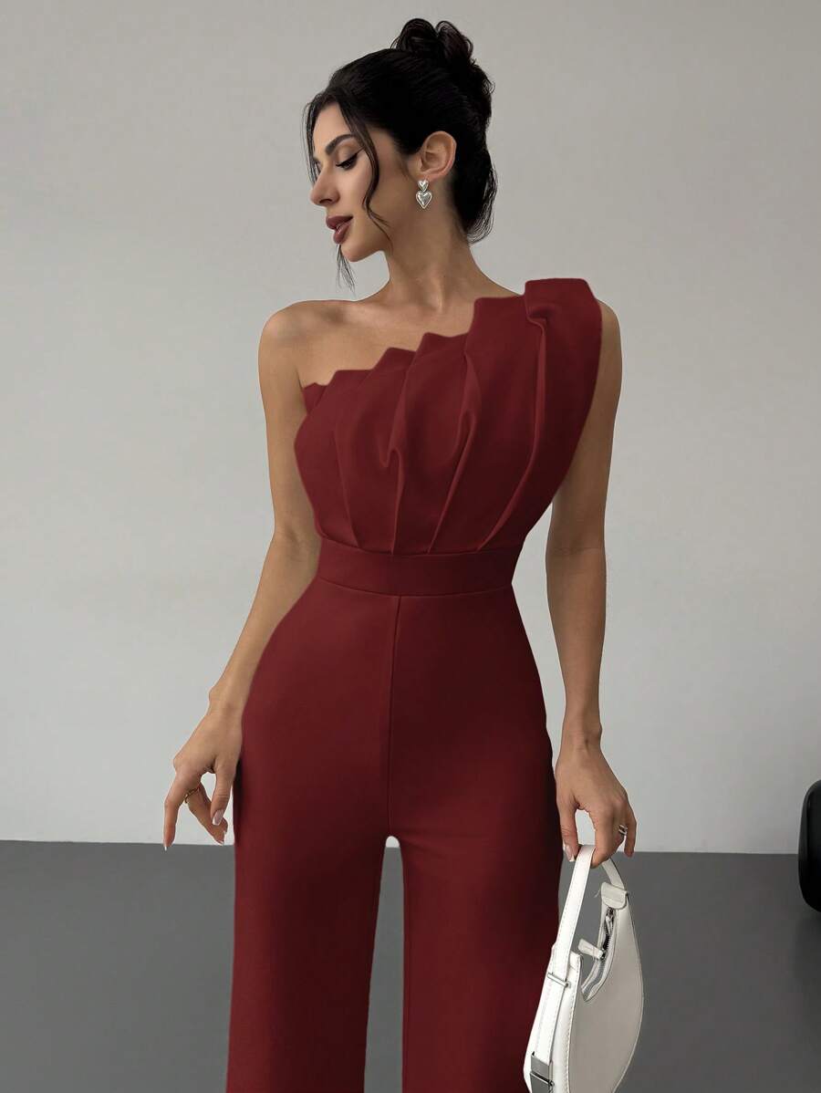 Elegantni kombinezon  sa 3D plisiranim dizajnom, bez rukava