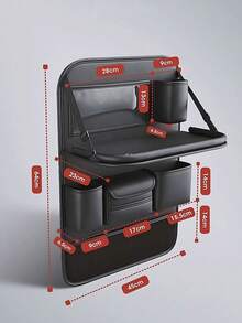 1pc Car Seat Back Storage Organizer Rack, Foldable Tray - Multifunctional Car Storage Box, Large Capacity Organizer Bag, Adjustable Straps, Easy Installation, Extendable Bottom, Various Storage Options, Keeps Car Interior Tidy And Durable, Easy To Clean