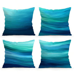 4 komada plave i zelene prugaste navlake za ukrasni jastuk, 45cm*45cm