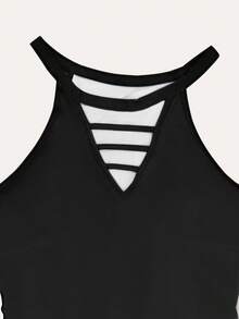 Elegant Sexy Gradient Hollow Out Spaghetti Strap Fitted Mini Dress