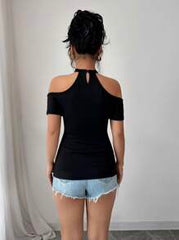 Elenzga Women's Solid Color Sleeveless T-Shirt, Fashionable For Summer