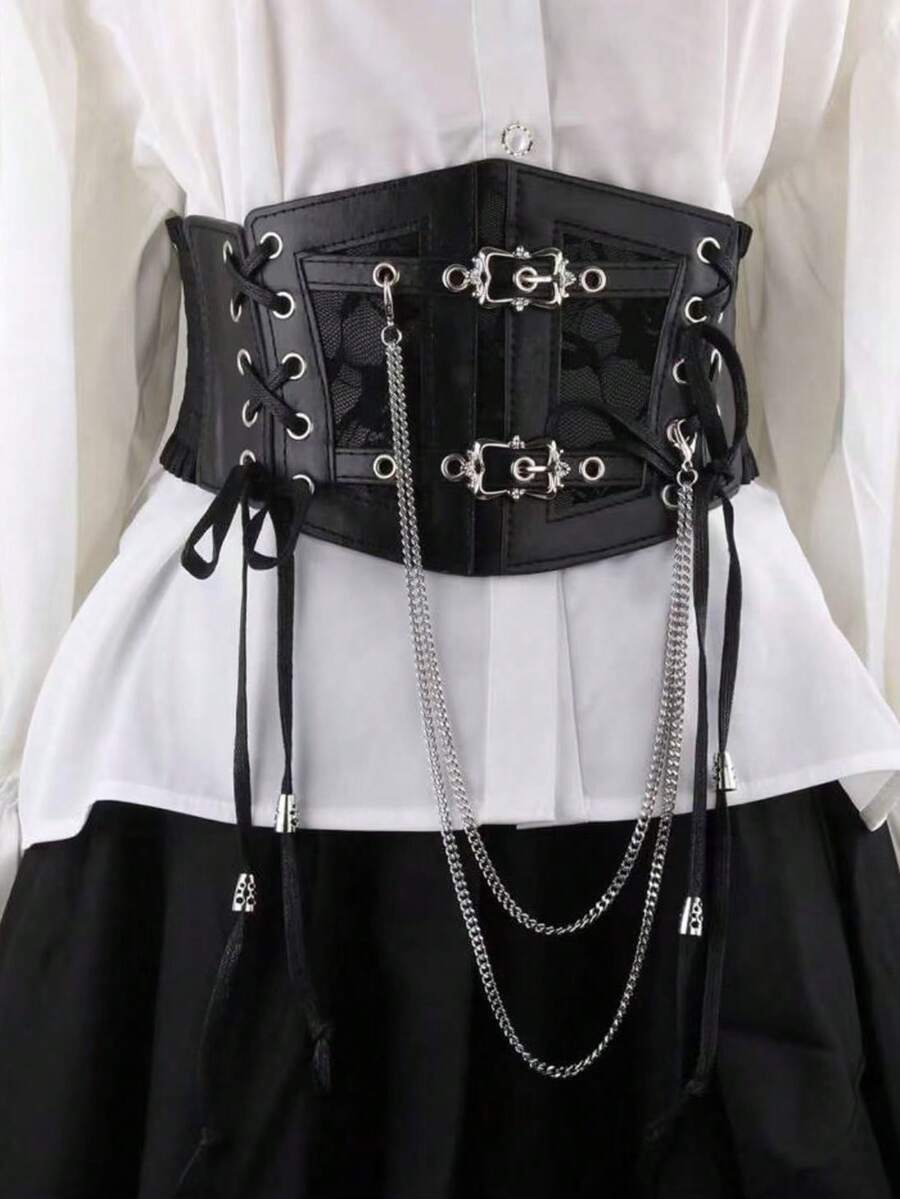 Ženski renesansni modni dodatak, tamni gotički stil, PVC kožni