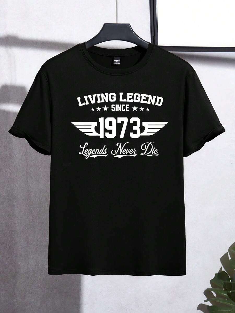 Muška ležerna slim fit majica kratkih rukava sa štampanim slovima i okruglim izrezom