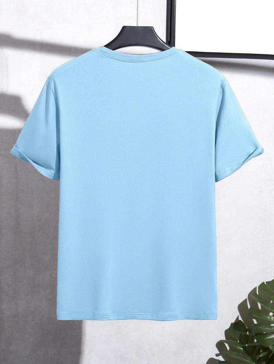 Muška ležerna slim fit majica kratkih rukava sa štampanim slovima i okruglim izrezom