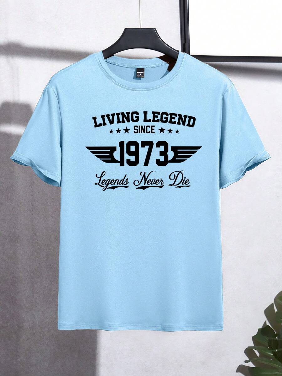 Muška ležerna slim fit majica kratkih rukava sa štampanim slovima i okruglim izrezom