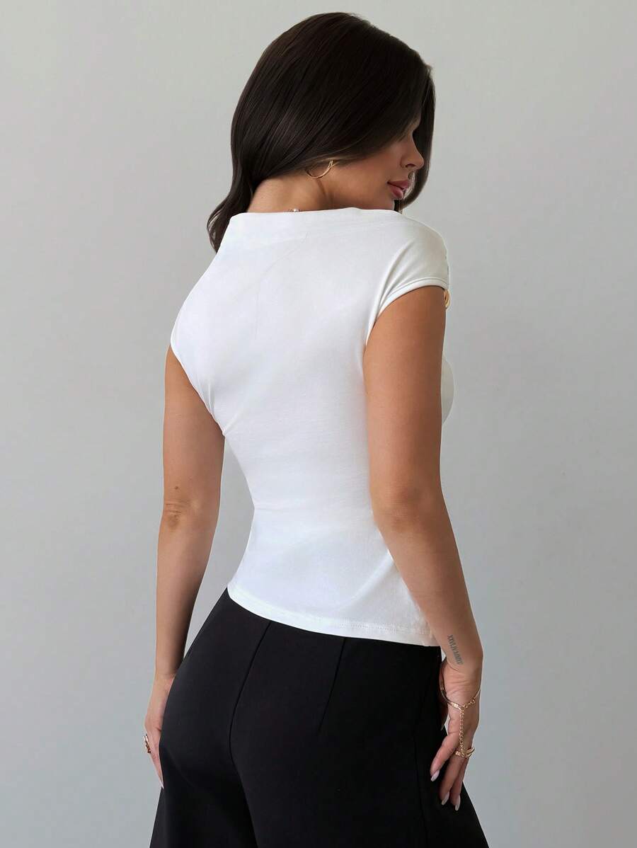 Asimetrična Uska Bela Majica, Elegantna