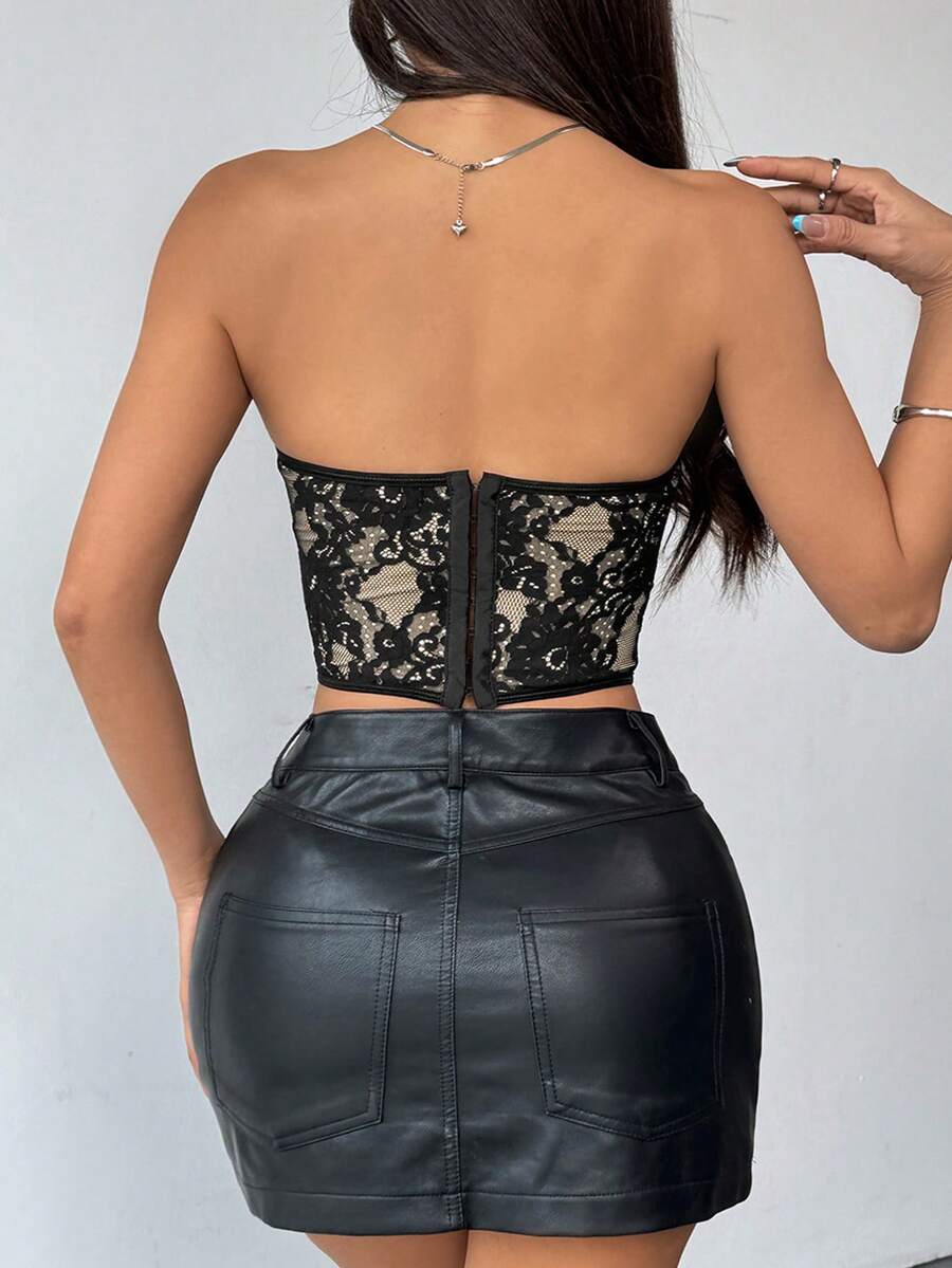 Elegantni korset top sa cvetnim printom