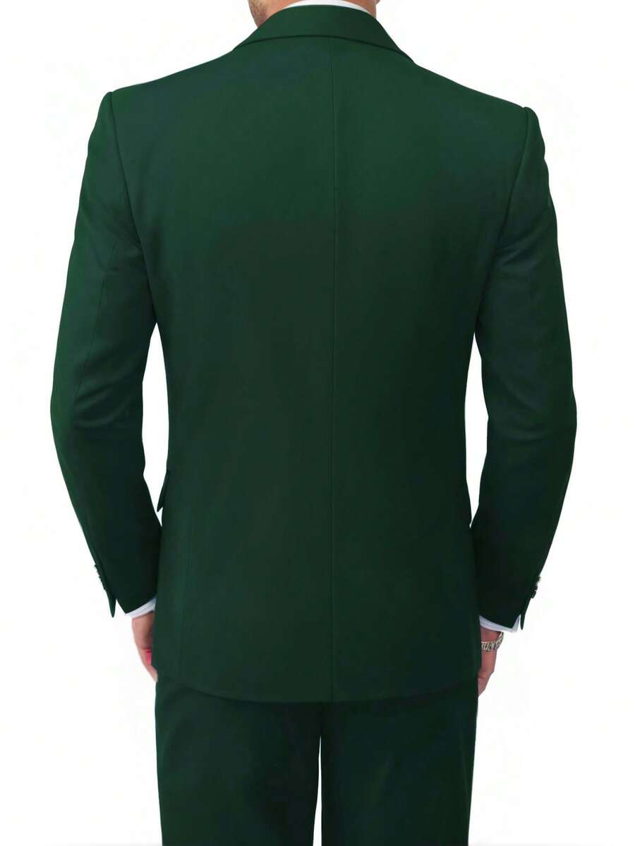 Muški poslovni komplet od 3 dela, uključuje sako, prsluk i pantalone, jednobojni, slim fit