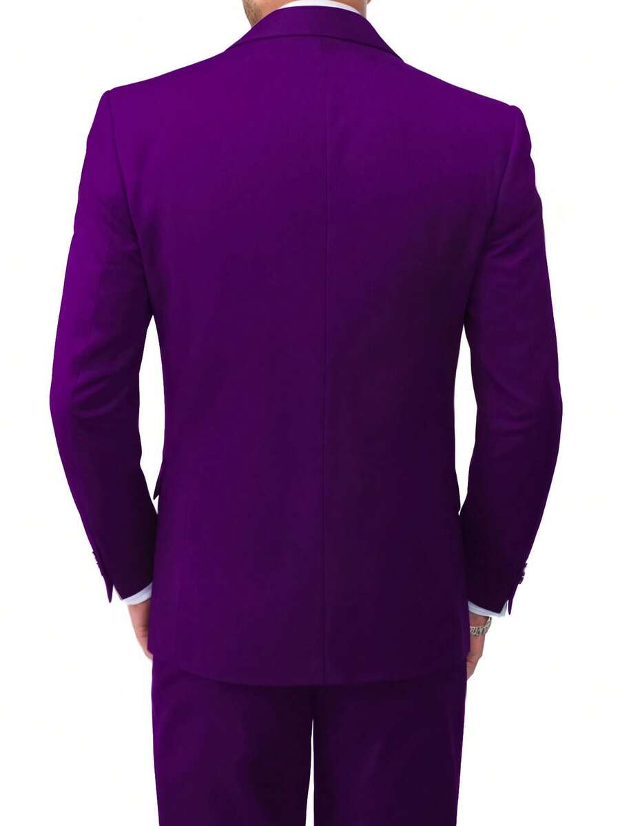 Muški poslovni komplet od 3 dela, uključuje sako, prsluk i pantalone, jednobojni, slim fit
