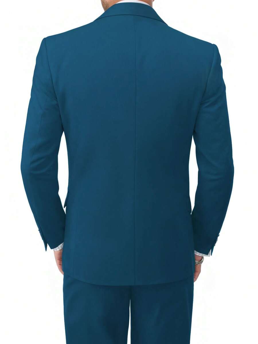 Muški poslovni komplet od 3 dela, uključuje sako, prsluk i pantalone, jednobojni, slim fit