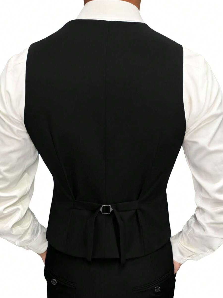 Muški poslovni komplet od 3 dela, uključuje sako, prsluk i pantalone, jednobojni, slim fit