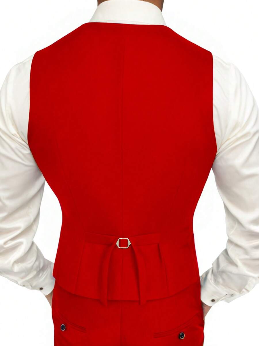 Muški poslovni komplet od 3 dela, uključuje sako, prsluk i pantalone, jednobojni, slim fit