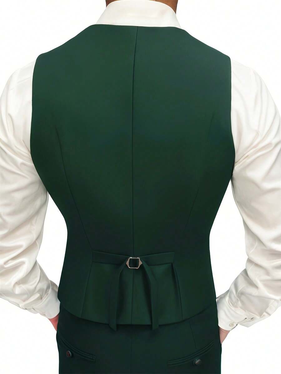 Muški poslovni komplet od 3 dela, uključuje sako, prsluk i pantalone, jednobojni, slim fit
