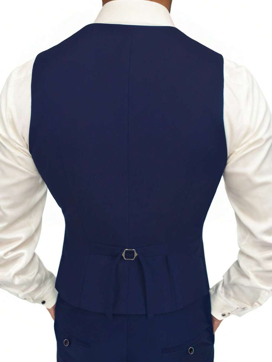 Muški poslovni komplet od 3 dela, uključuje sako, prsluk i pantalone, jednobojni, slim fit
