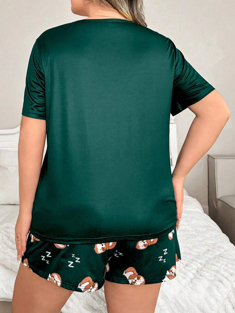 Slatki pidžama komplet sa printom , plus size