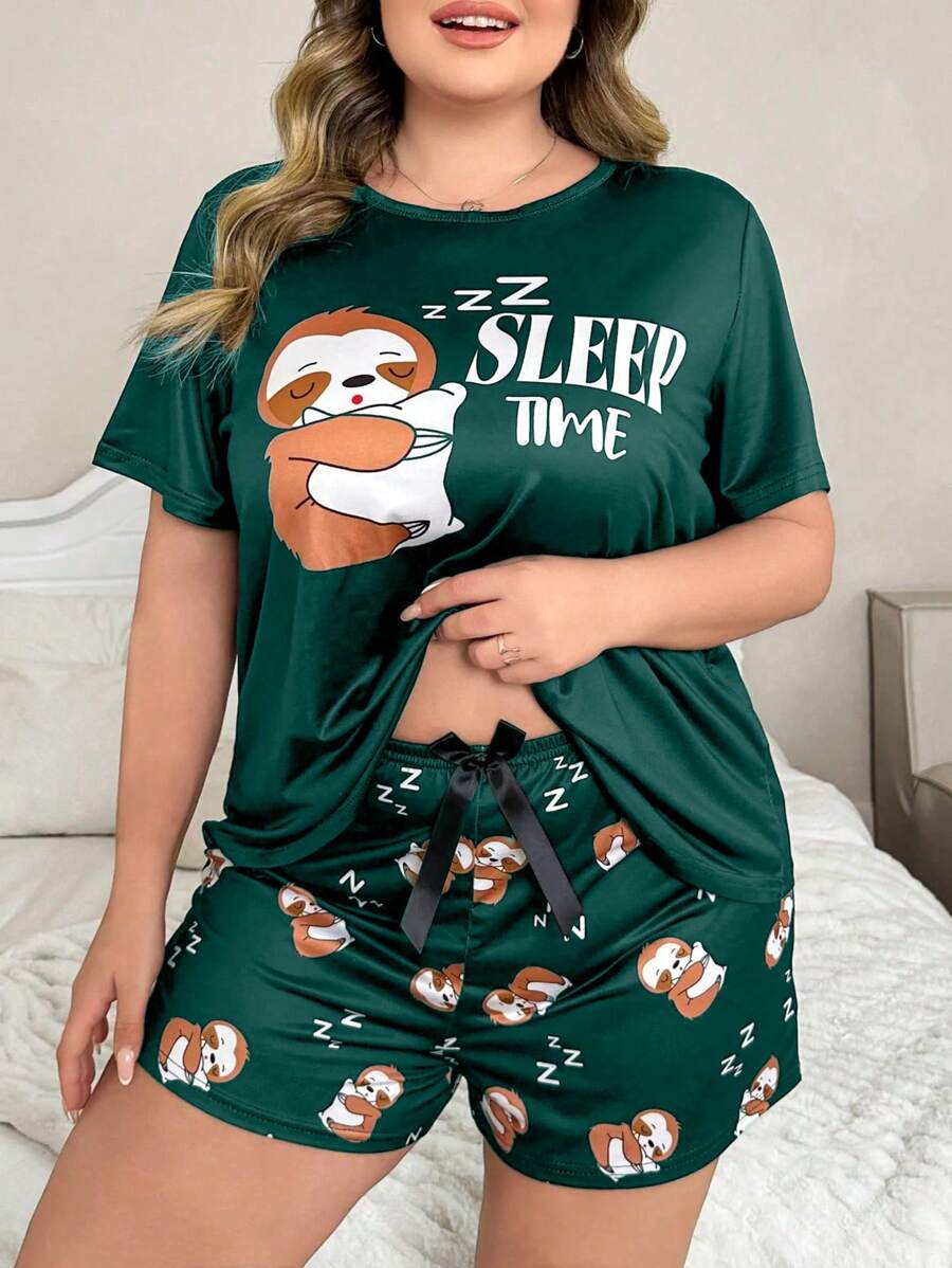 Slatki pidžama komplet sa printom , plus size