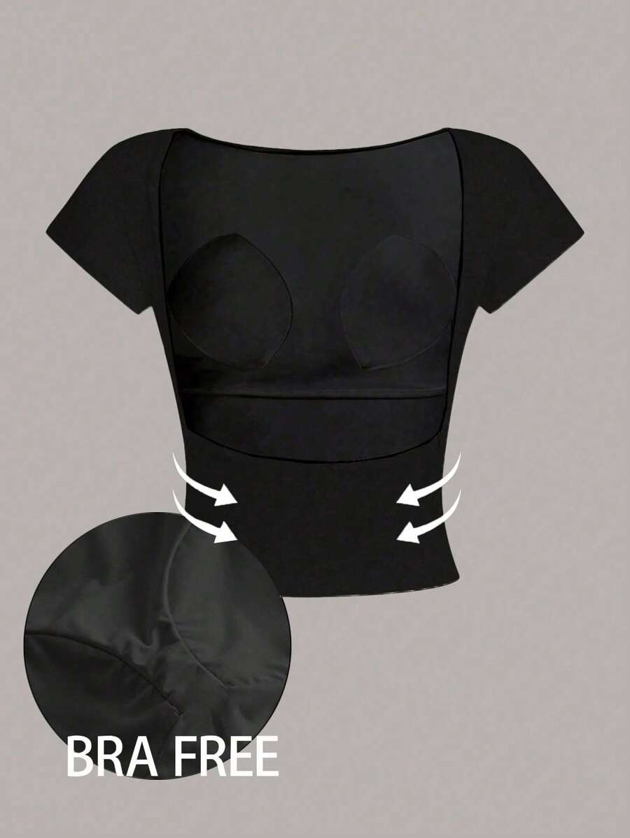 Ženska podstavljena seksi crop majica, slim fit