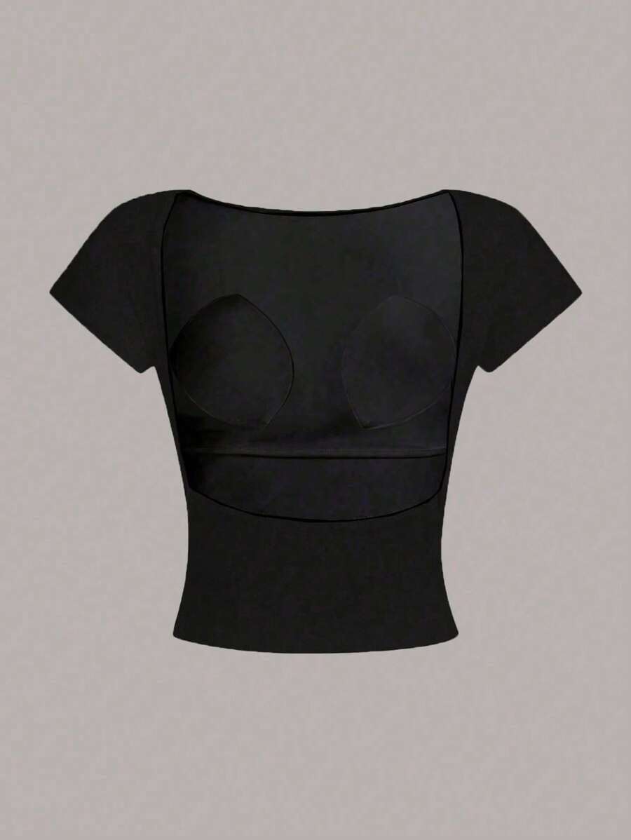 Ženska podstavljena seksi crop majica, slim fit