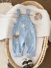 Ležerne svetloplave pantalone za bebe devojčice sa vezom sitnih cvetova