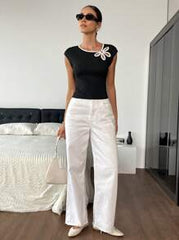 Siren Gaze Women Summer Fashion Short Sleeve T-Shirt Black Casual