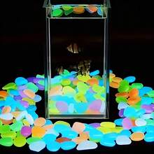 100 Pcs Glow In Dark Rocks Luminous Stone Garden Accessories Micro Landscape Fish Tank Decoration Outdoor Patio Lawn Yard Kit