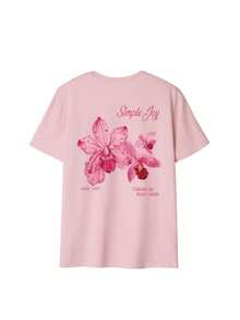 3pcs/Set Cute Floral Printed Daily Casual Round Neck Short Sleeve T-Shirt, Simple And Fashionable For Women Summer