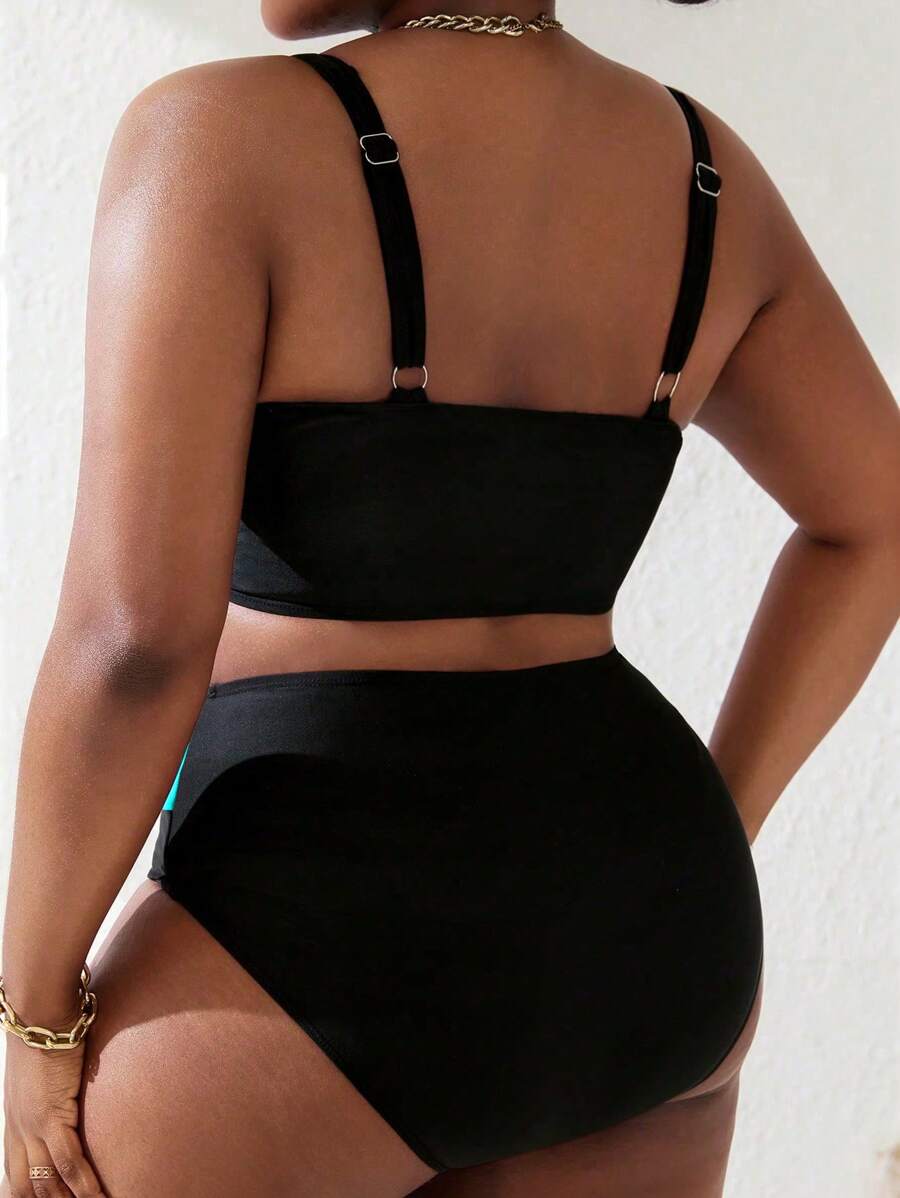 Ženski tankini set za plivanje plus size, 2 dela