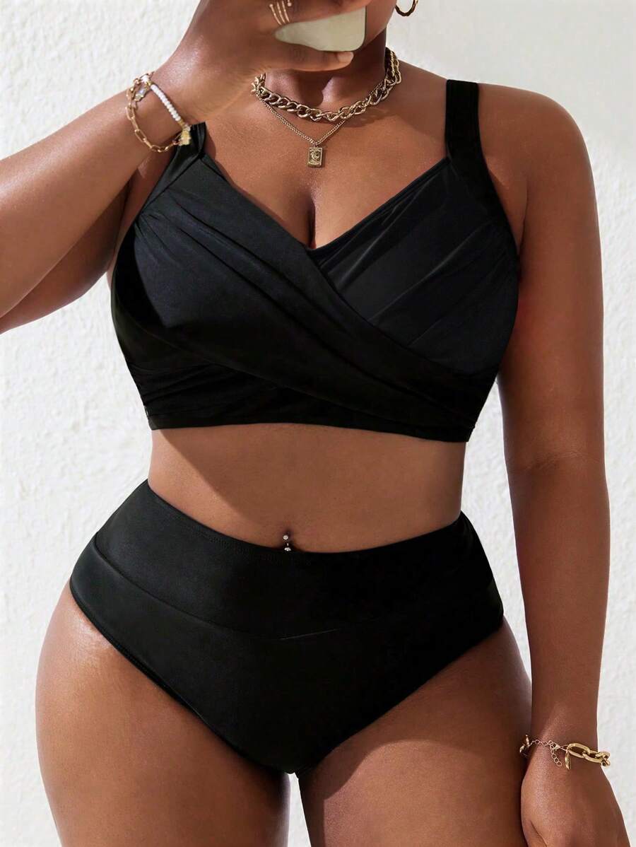 Ženski tankini set za plivanje plus size, 2 dela