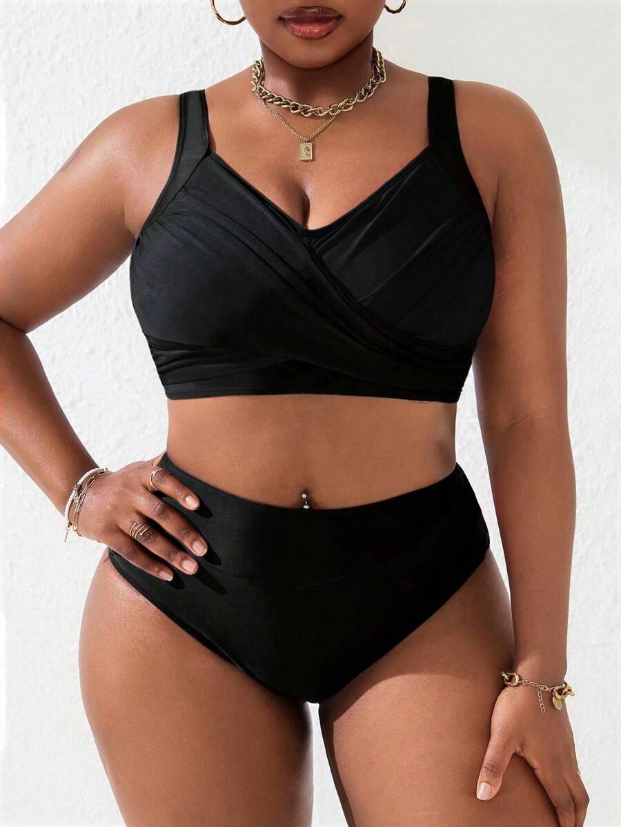 Ženski tankini set za plivanje plus size, 2 dela