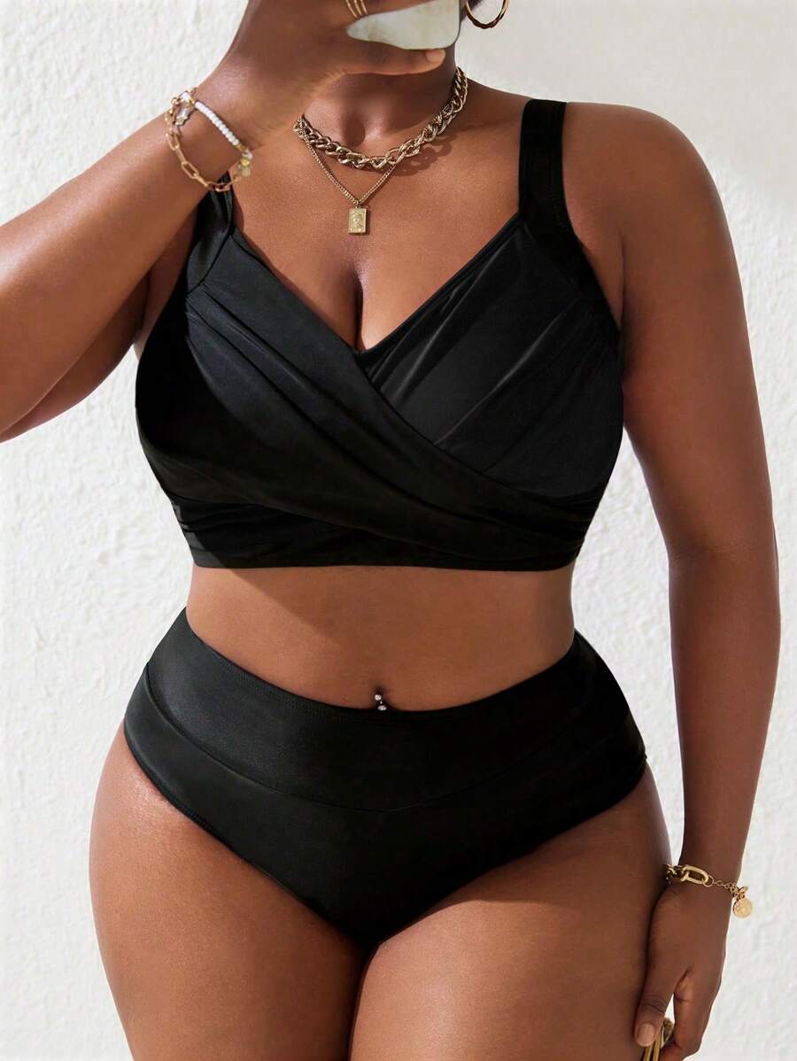 Ženski tankini set za plivanje plus size, 2 dela