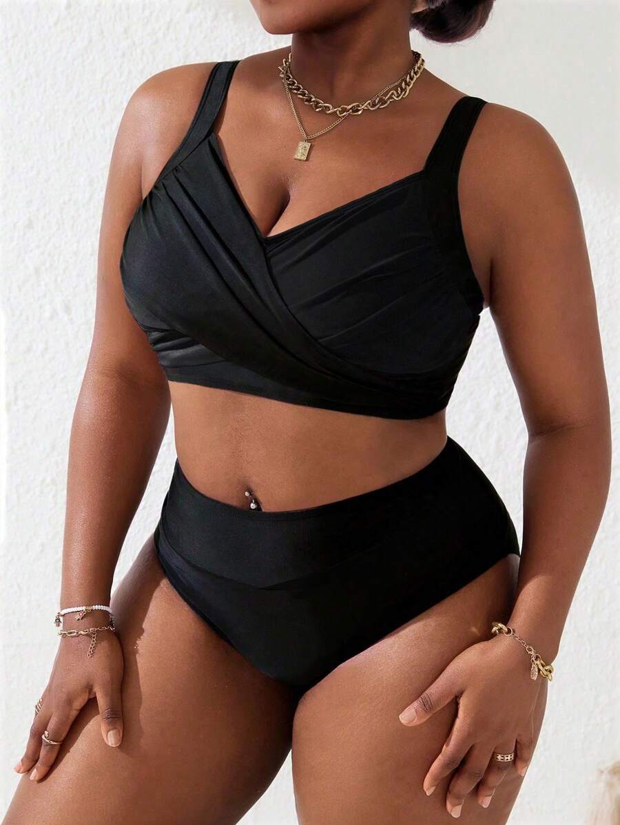 Ženski tankini set za plivanje plus size, 2 dela