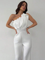 Elegantni letnji body za žene, minimalistički 3D asimetrični nabrani top bez rukava
