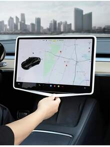 1pc Simple Silicone Rearview Mirror Protective Cover, Car Decor, Fit For Most Cars, Model Y/3 Center Console Protector, Protect Screen, Essential Car Accessory