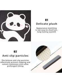 1pc Universal Car Seat Cushion, Plush Warm Panda Design Soft Comfortable Car Seat Protector With Neck Pillow, Suitable For Most Vehicles, Car Accessories