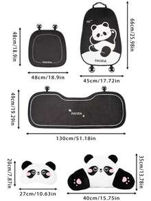 1pc Universal Car Seat Cushion, Plush Warm Panda Design Soft Comfortable Car Seat Protector With Neck Pillow, Suitable For Most Vehicles, Car Accessories