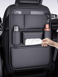 1pc Car Seat Back Storage Organizer Rack, Foldable Tray - Multifunctional Car Storage Box, Large Capacity Organizer Bag, Adjustable Straps, Easy Installation, Extendable Bottom, Various Storage Options, Keeps Car Interior Tidy And Durable, Easy To Clean