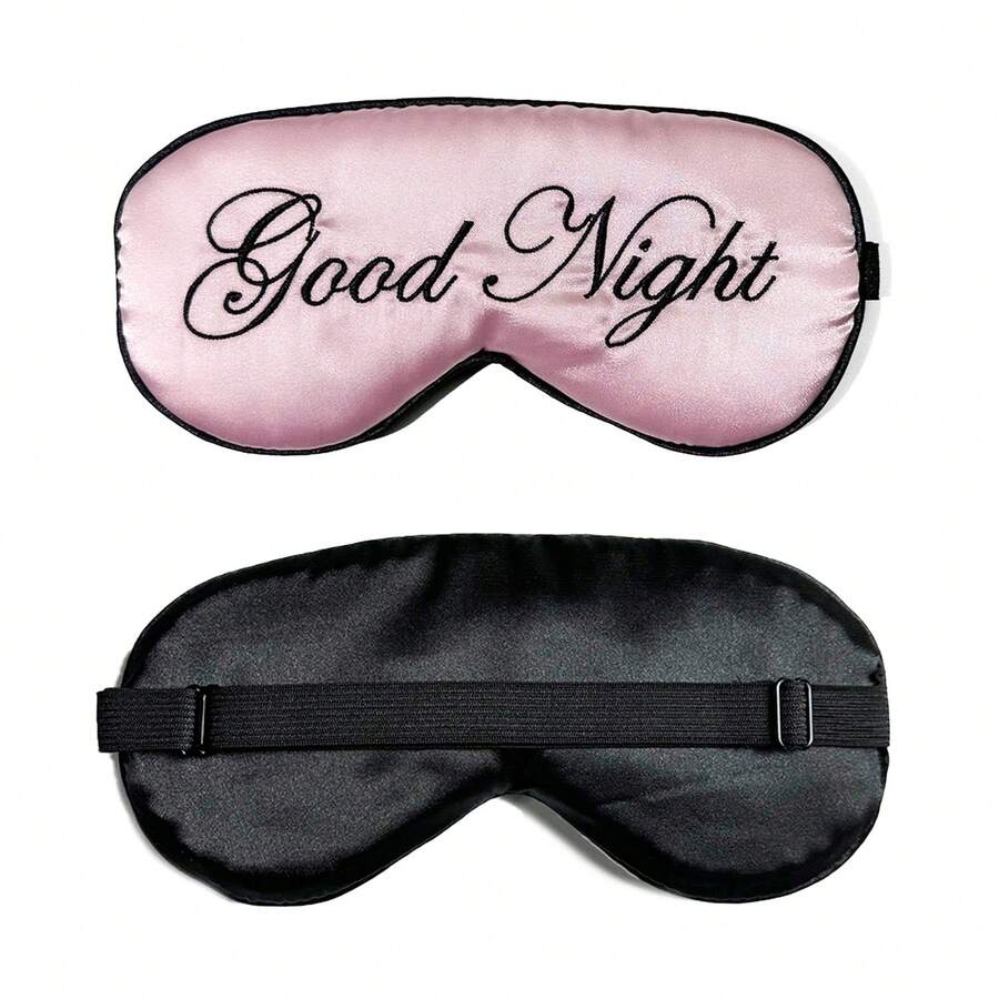 Mekana maska za spavanje od poliesterskog satena sa vezenim logom Good Night