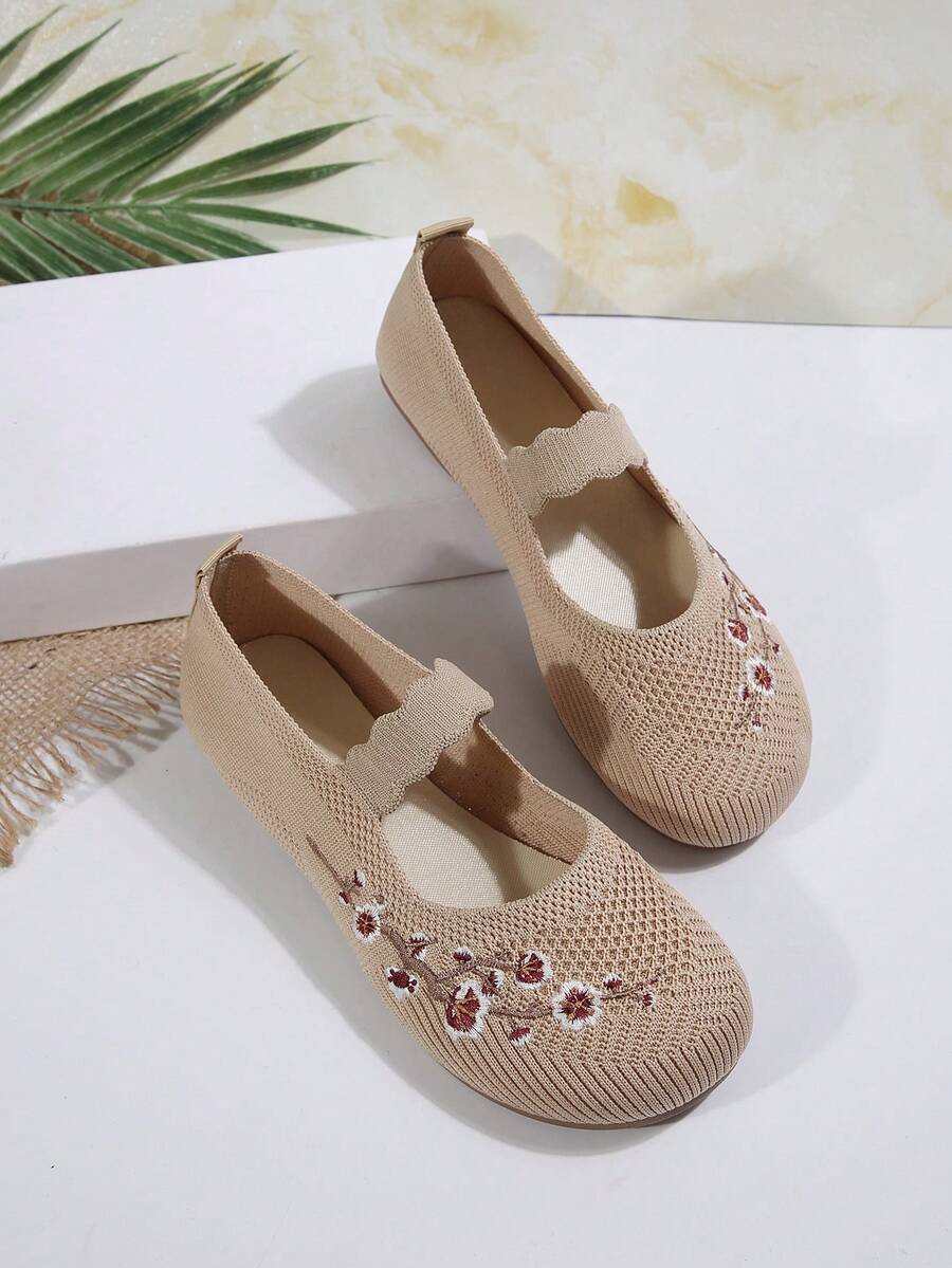 Ženske cipele sa cvetnim vezom, meke slip-on cipele