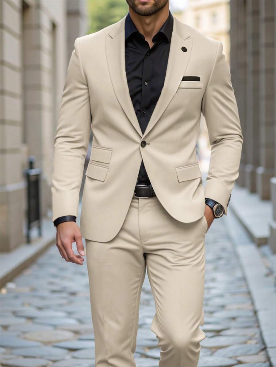 Muški poslovni set sa užim krojem, sako sa špicastim reverima i pantalone
