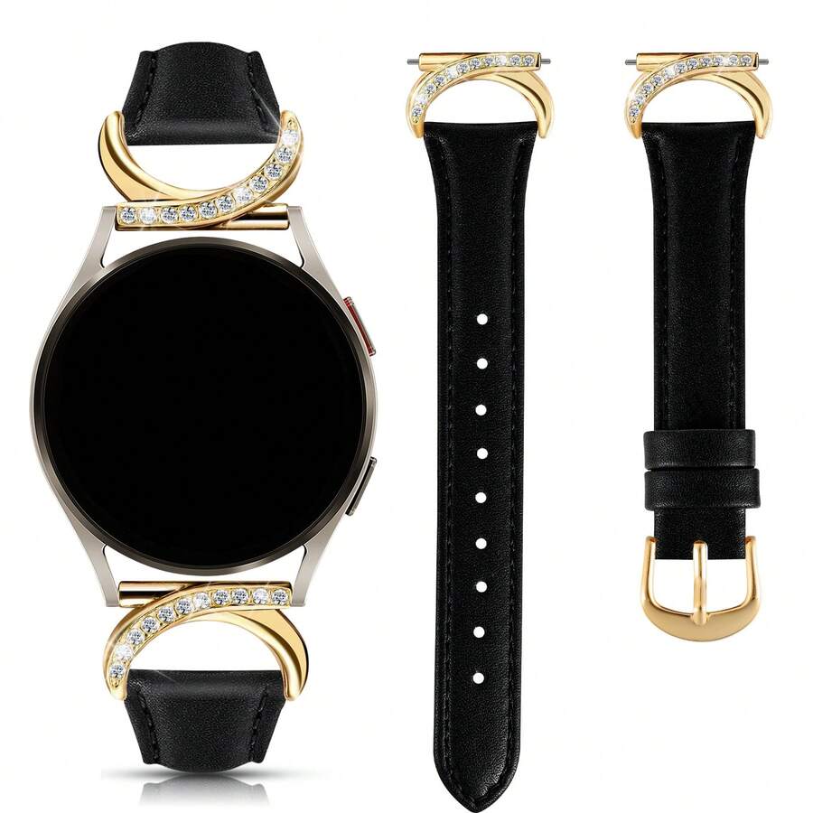 Luksuzna narukvica za sat od mikrovlakna sa C-oblikovanom kopčom sa dijamantom - kompatibilna sa Galaxy Watch 7/6/5/4 (40mm/45mm), Watch 6 Classic (43mm/50mm) i Watch 5 Pro (45mm)