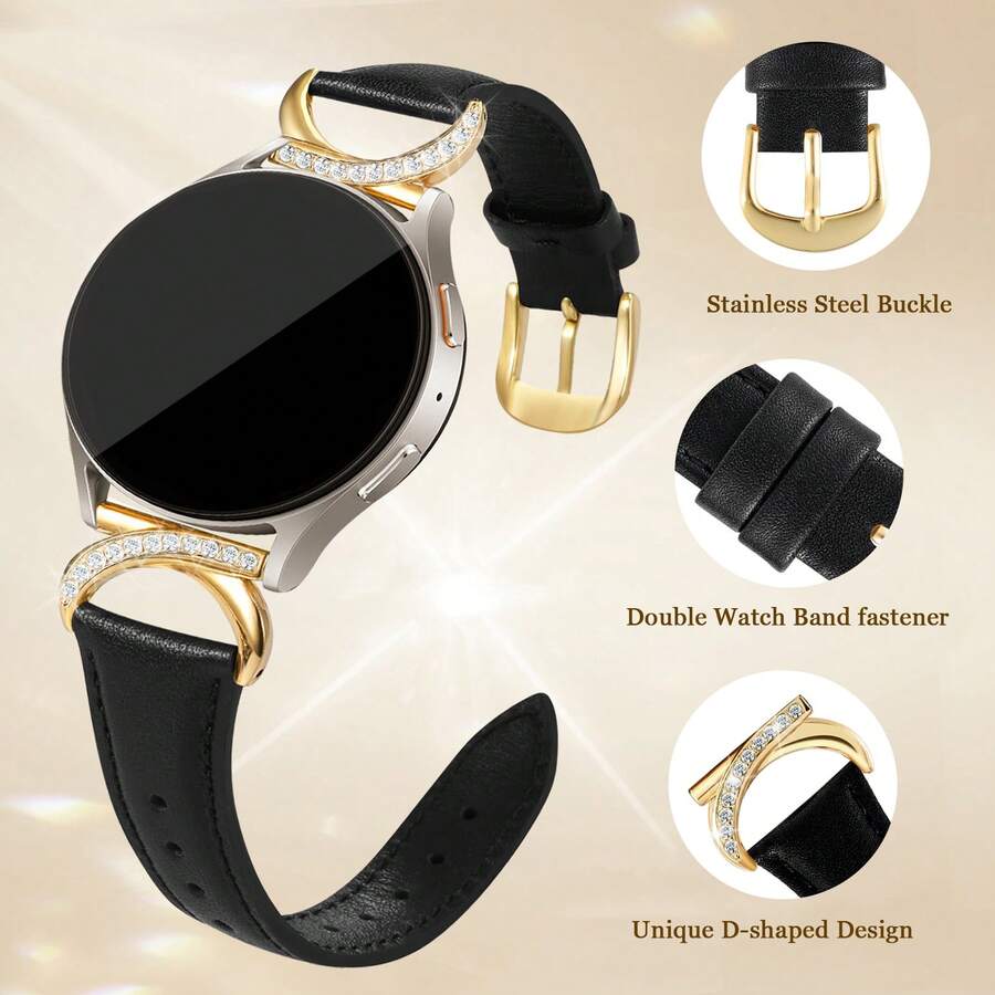 Luksuzna narukvica za sat od mikrovlakna sa C-oblikovanom kopčom sa dijamantom - kompatibilna sa Galaxy Watch 7/6/5/4 (40mm/45mm), Watch 6 Classic (43mm/50mm) i Watch 5 Pro (45mm)
