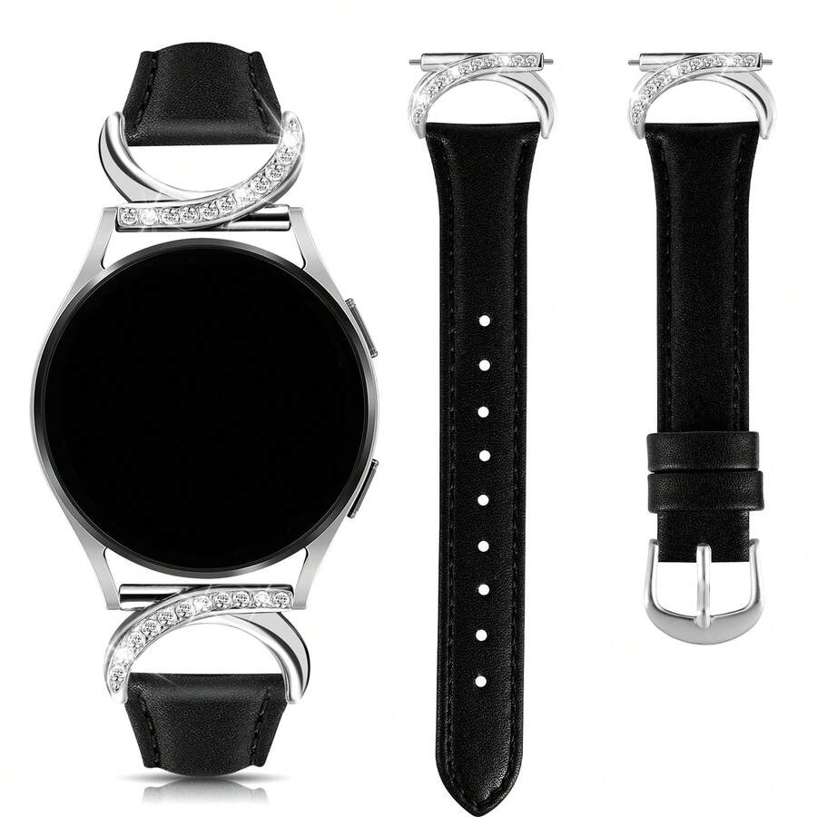 Luksuzna narukvica za sat od mikrovlakna sa C-oblikovanom kopčom sa dijamantom - kompatibilna sa Galaxy Watch 7/6/5/4 (40mm/45mm), Watch 6 Classic (43mm/50mm) i Watch 5 Pro (45mm)
